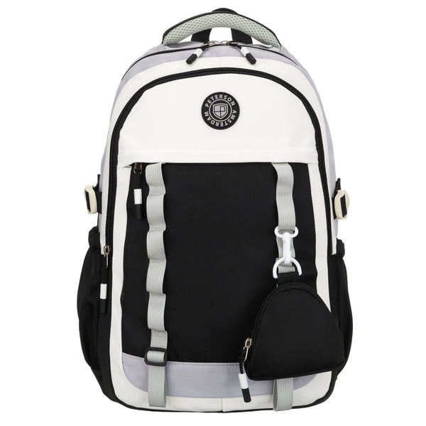 Vidutinė kuprinė unisex Peterson, balta ir juoda