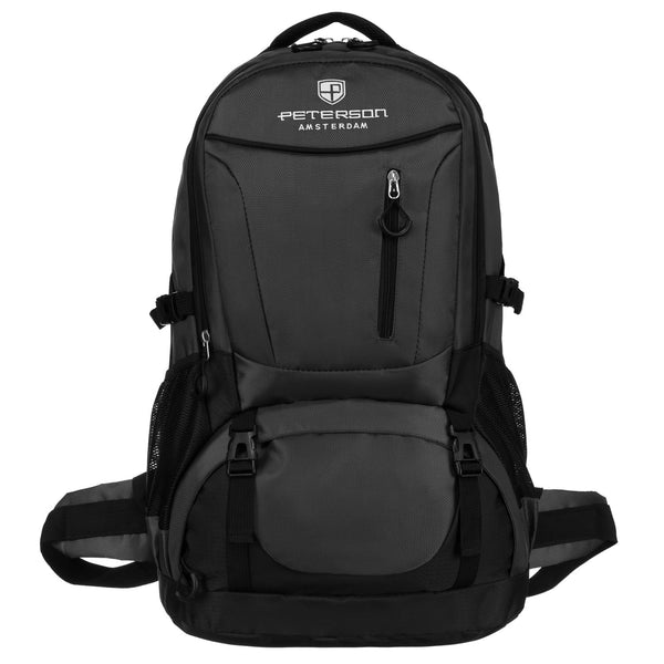 Turistinė poliesterio kuprinė, juoda-pilka N399