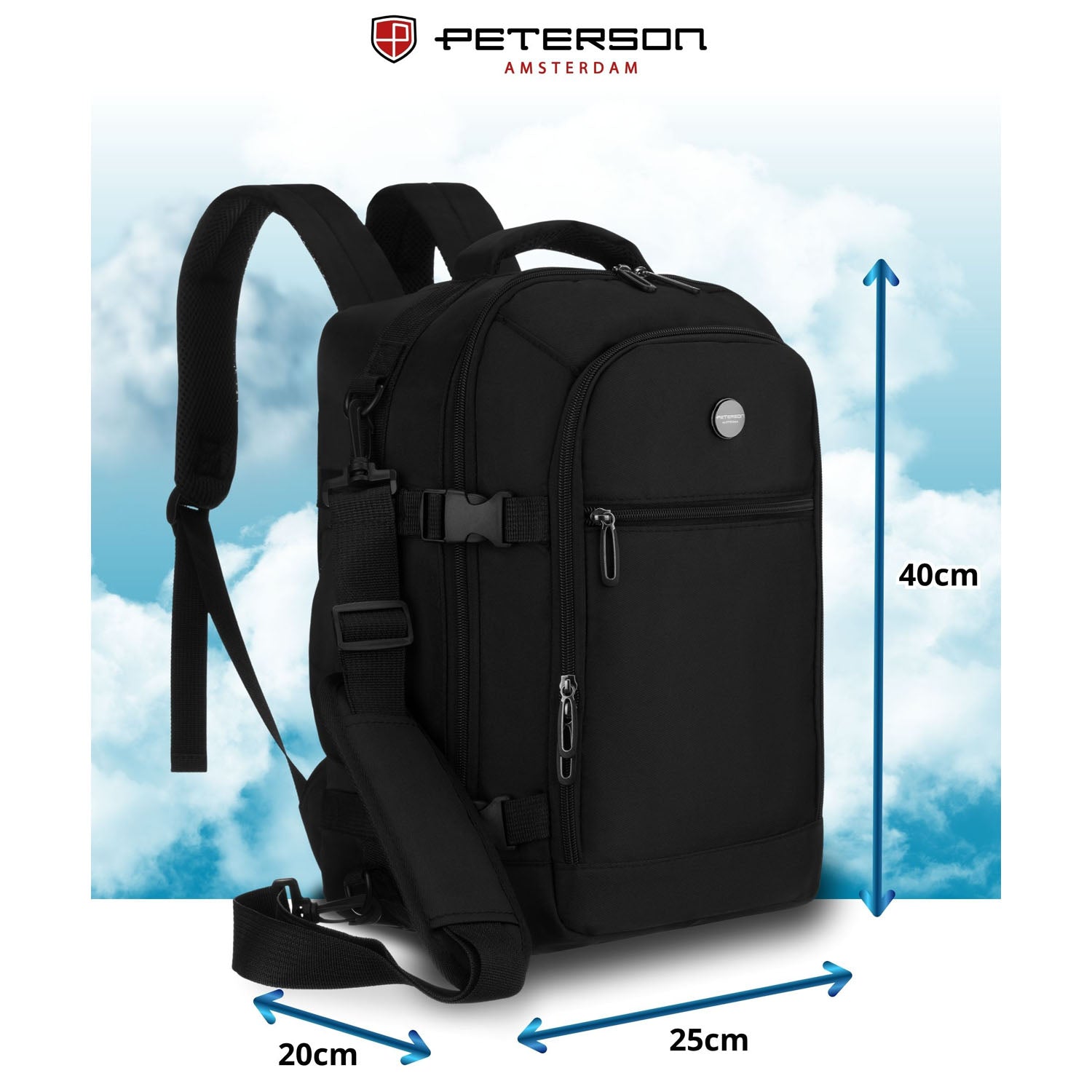 Kuprinė unisex Peterson, juoda K48