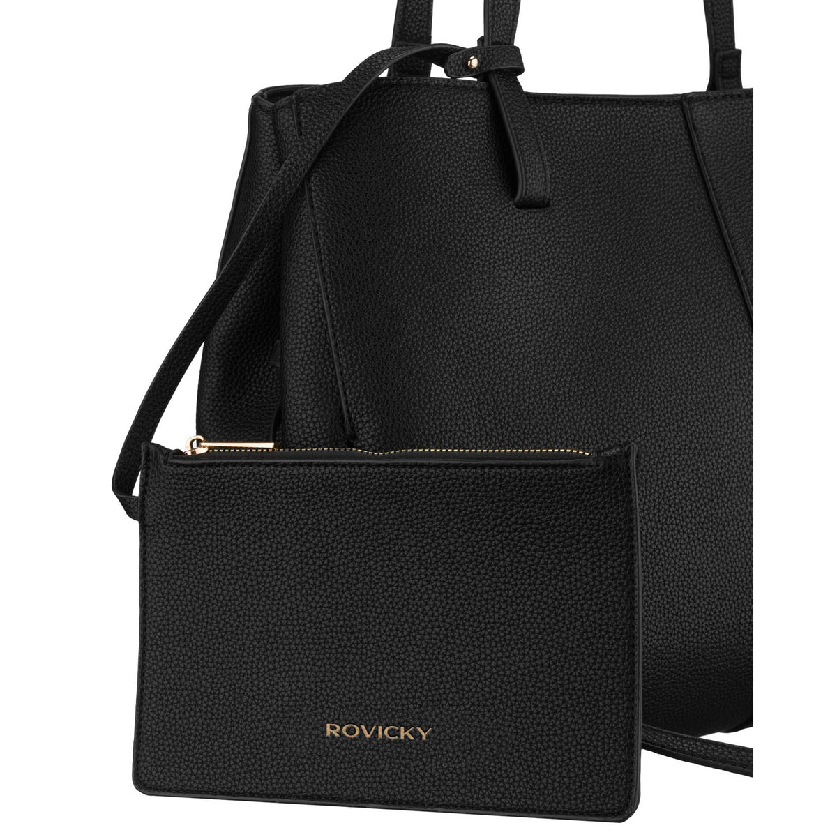 Moteriška juoda eko odos shopper rankinė Rovicky K72