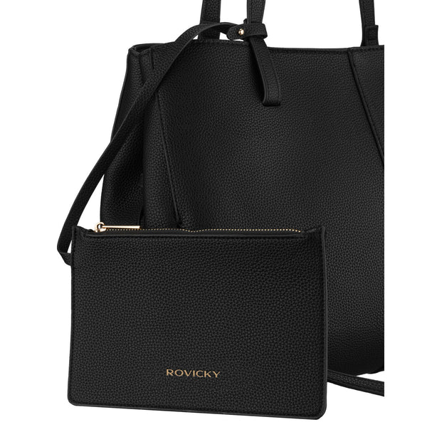Moteriška juoda eko odos shopper rankinė Rovicky K72