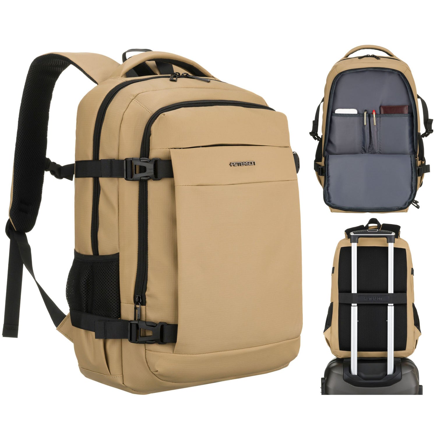 Didelė kuprinė unisex Peterson, chaki K22