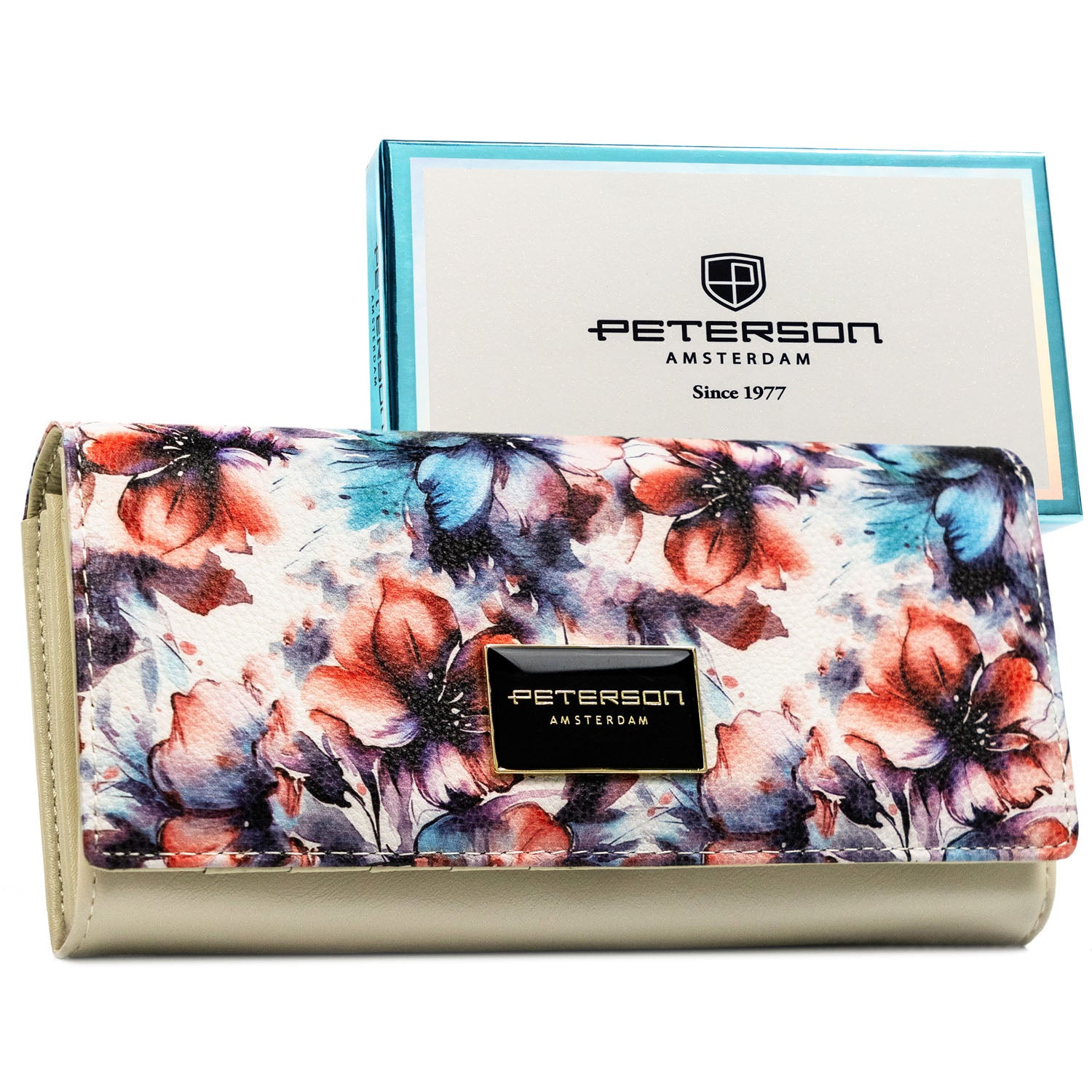 Didelė piniginė moterims Peterson, gėlėta PT73