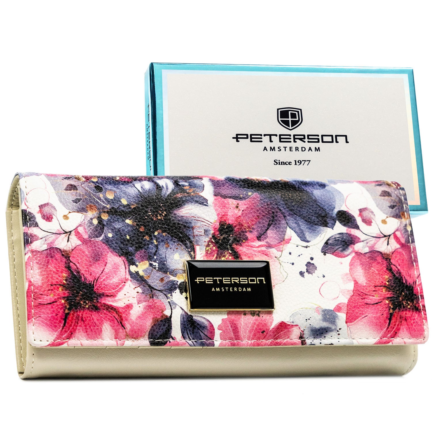 Didelė piniginė moterims Peterson, gėlėta PT77