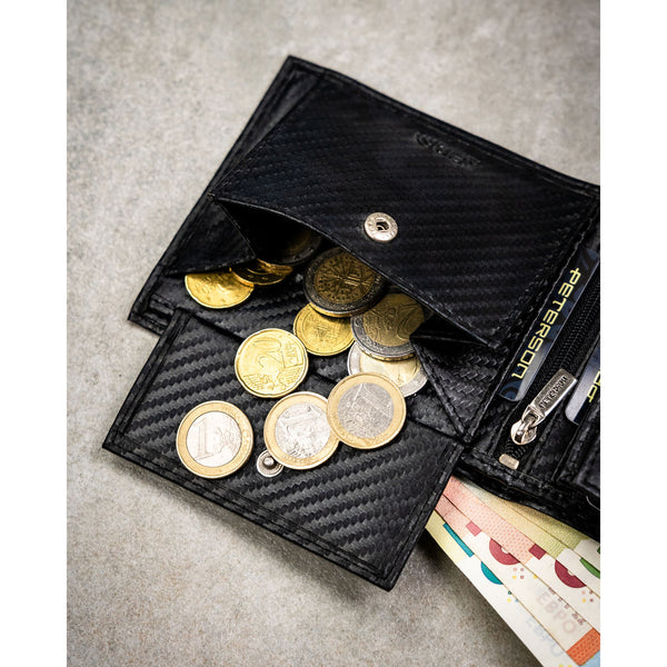 Vyriška didelė odinė piniginė Peterson, juoda AX33