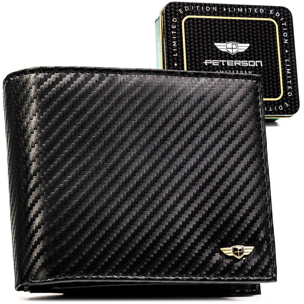 Vyriška didelė odinė piniginė Peterson, juoda AX33
