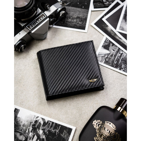 Vyriška didelė odinė piniginė Peterson, juoda AX33