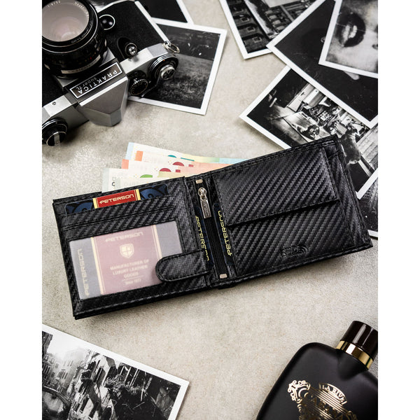 Vyriška didelė odinė piniginė Peterson, juoda AX33