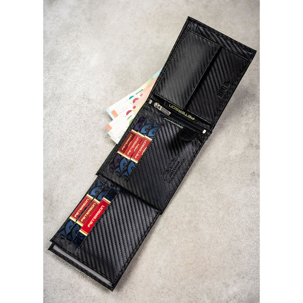 Vyriška didelė odinė piniginė Peterson, juoda AX33