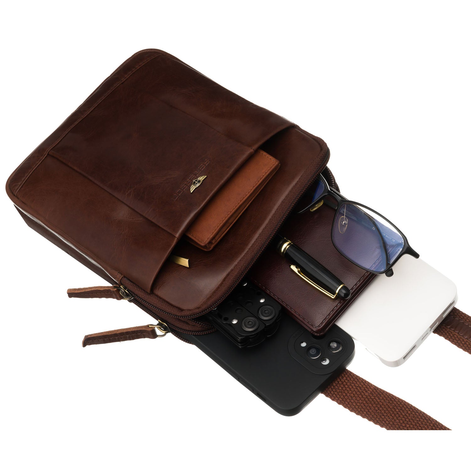 Vidutinė rankinė vyrams Peterson, ruda 6804