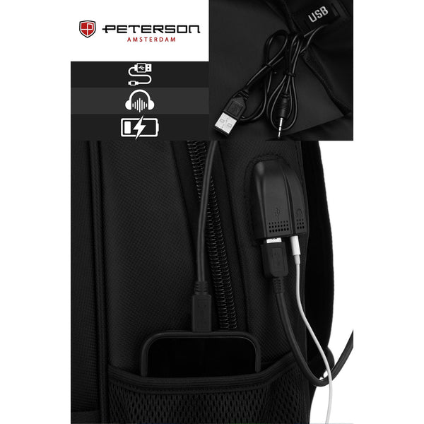 Vidutinis kuprinė unisex Peterson, juoda