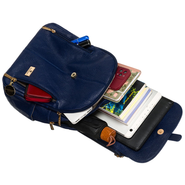 Moteriška ekologiškos odos kuprinė Peterson, mėlyna A01.