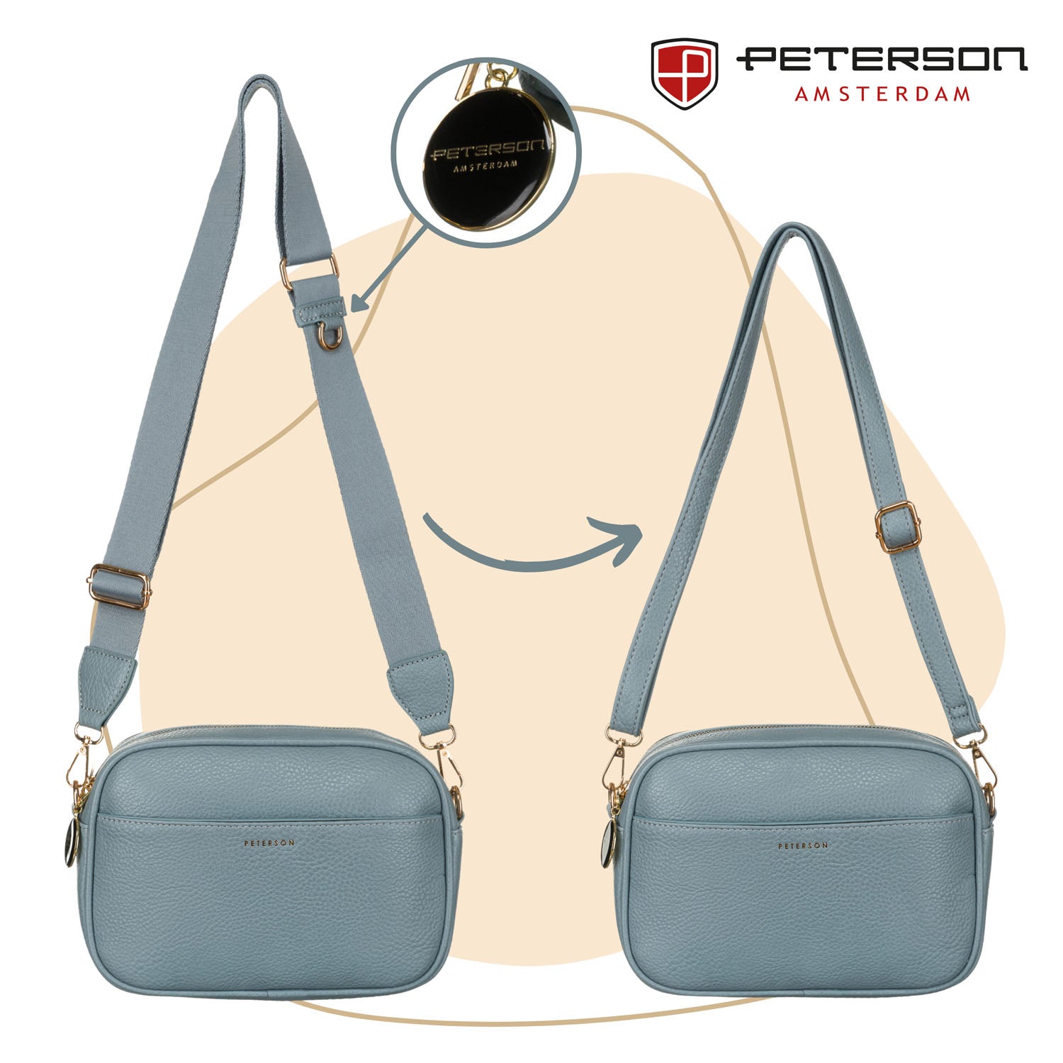 Rankinė maža eko odos Peterson, mėlyna A01. N429