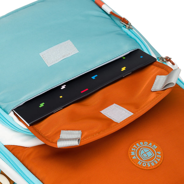 Vidutinė kuprinė unisex Peterson, mėlyna-oranžinė