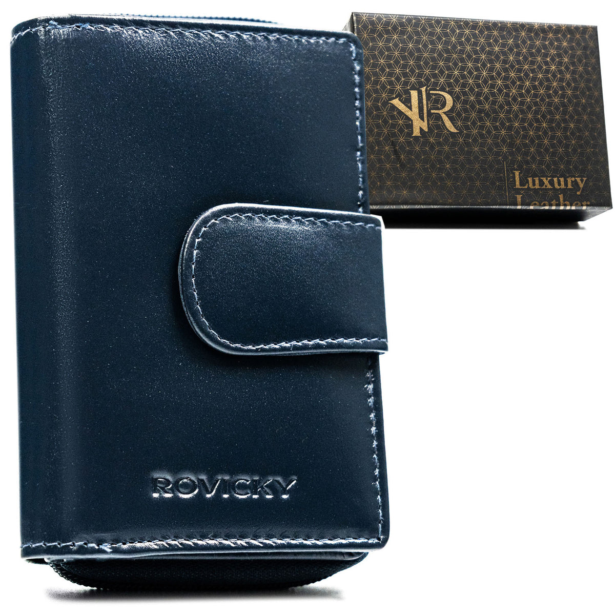 Moteriška odinė piniginė Rovicky, tamsiai mėlynaK83