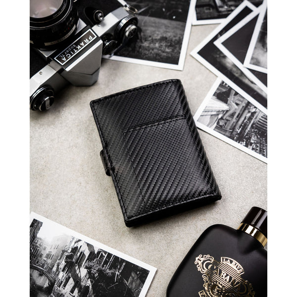 Vyriška didelė odinė piniginė Peterson su RFID, juoda AX32