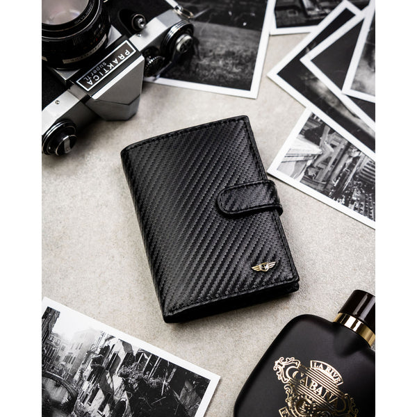 Vyriška didelė odinė piniginė Peterson su RFID, juoda AX32