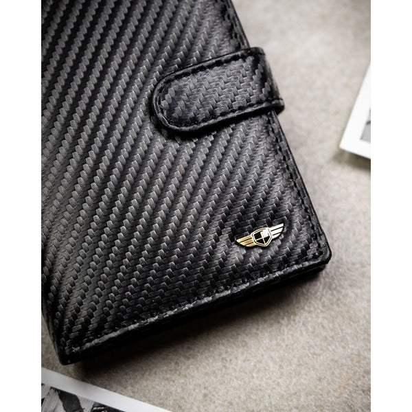 Vyriška didelė odinė piniginė Peterson su RFID, juoda AX32