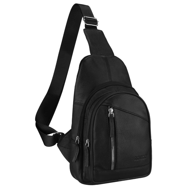 Vyriška odinė kuprinė per petį Rovicky, juoda AX12