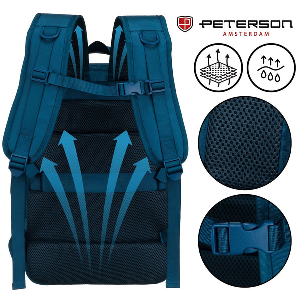 Vidutinė kuprinė unisex Peterson, mėlyna