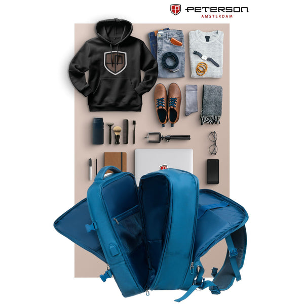 Vidutinė kuprinė unisex Peterson, mėlyna