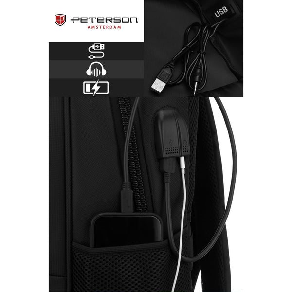 Vidutinė kuprinė unisex Peterson, juoda N515