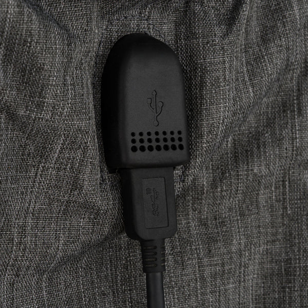 Talpi tamsiai pilka poliesterio kuprinė mamai su USB jungtimi - Peterson