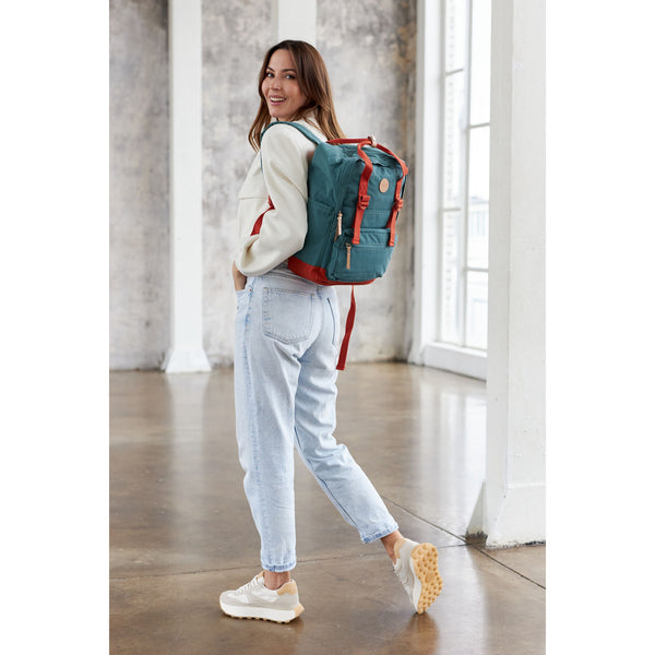 Miesto kuprinė su skyriumi nešiojamam kompiuteriui Himawari, turkio ir oranžinė.