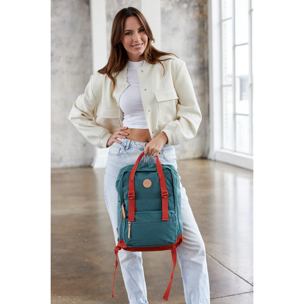 Miesto kuprinė su skyriumi nešiojamam kompiuteriui Himawari, turkio ir oranžinė.