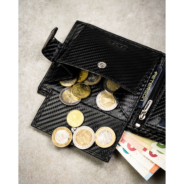 Vyriška odinė piniginė Peterson su RFID, juoda AX31