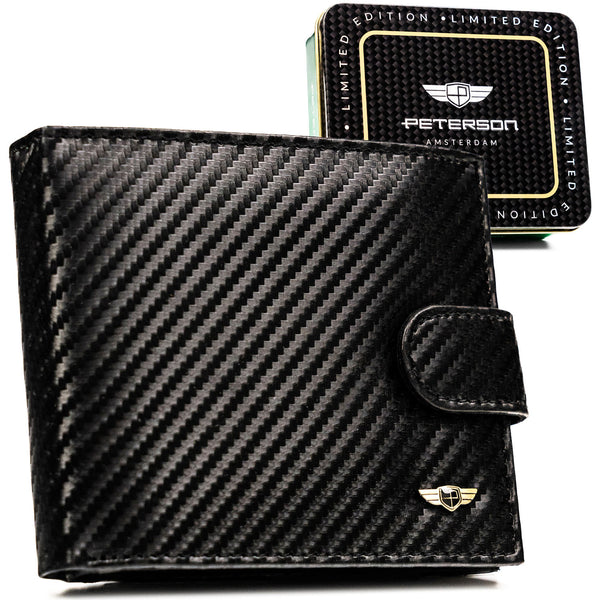 Vyriška odinė piniginė Peterson su RFID, juoda AX31