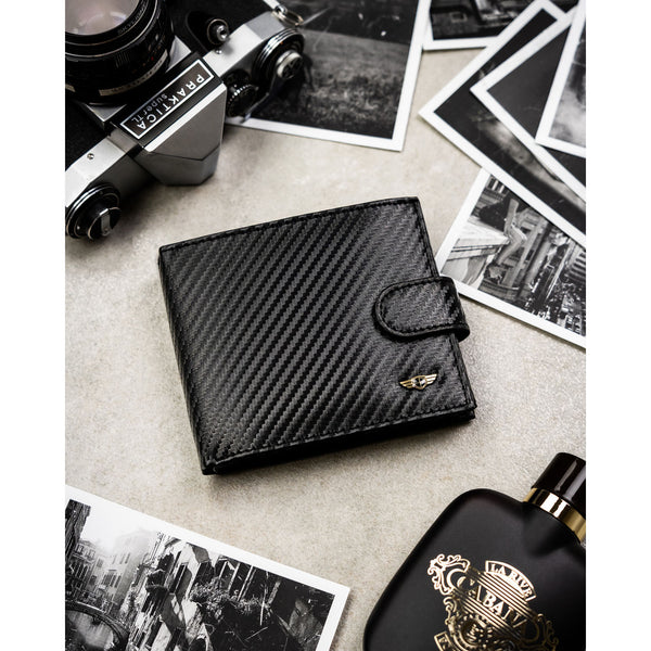 Vyriška odinė piniginė Peterson su RFID, juoda AX31