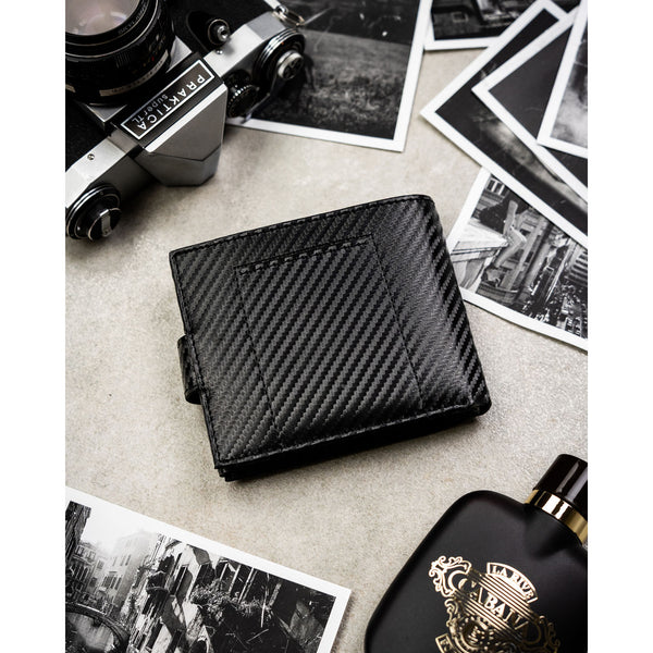 Vyriška odinė piniginė Peterson su RFID, juoda AX31