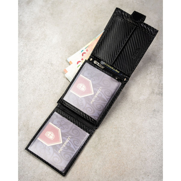 Vyriška odinė piniginė Peterson su RFID, juoda AX31