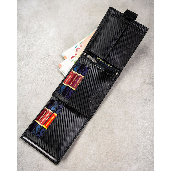 Vyriška odinė piniginė Peterson su RFID, juoda AX31