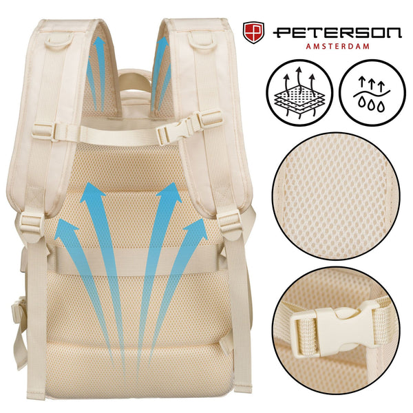 Vidutinė kuprinė unisex Peterson, dramblio kaulo