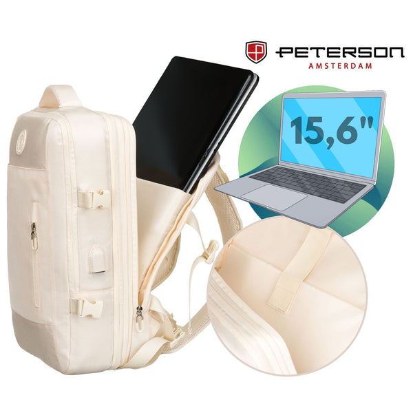 Vidutinė kuprinė unisex Peterson, dramblio kaulo