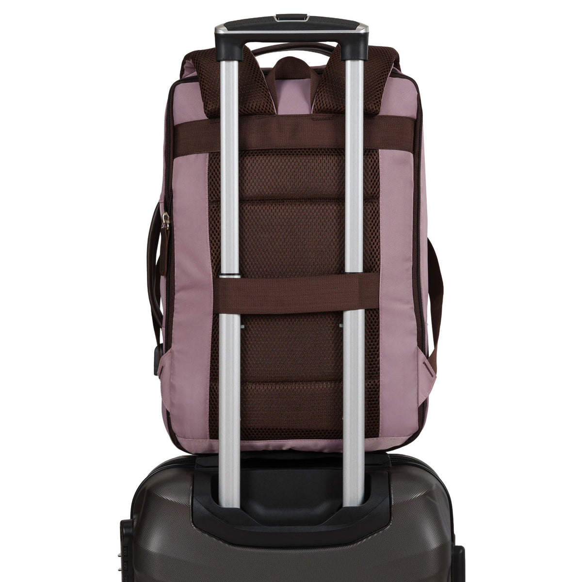 Rožinė kelioninė kuprinė su USB Peterson K83