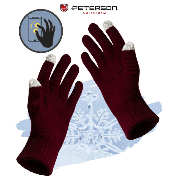 Kepurė, pirštinės ir šalikas Peterson, bordo S12