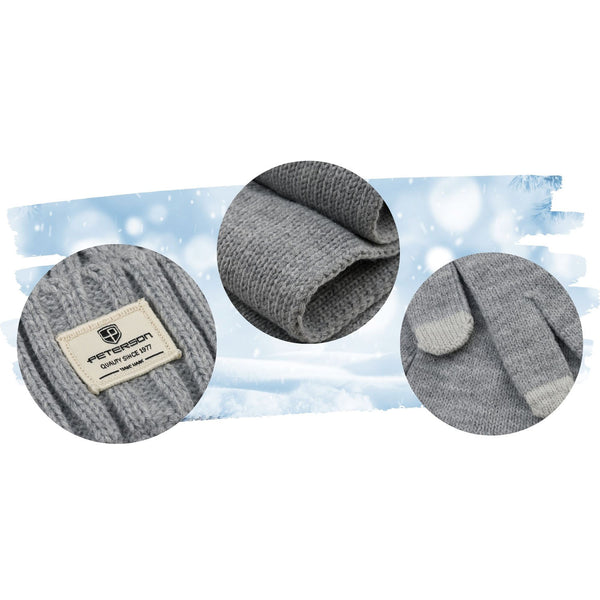 Kepurė, pirštinės ir šalikas Peterson, pilka S14
