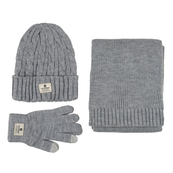 Kepurė, pirštinės ir šalikas Peterson, pilka S14