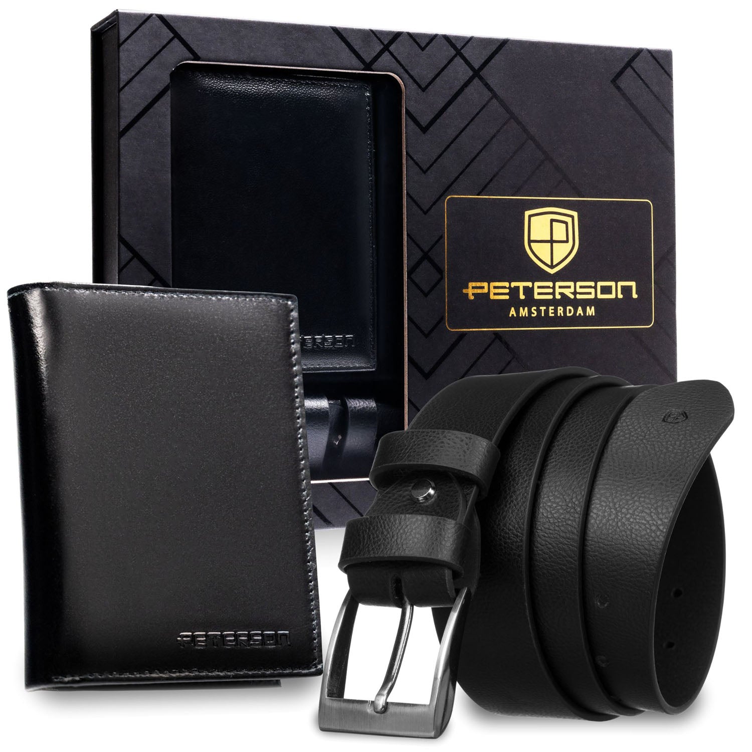 Dovanų rinkinys vyrams: piniginė su diržu Peterson N4-NGV