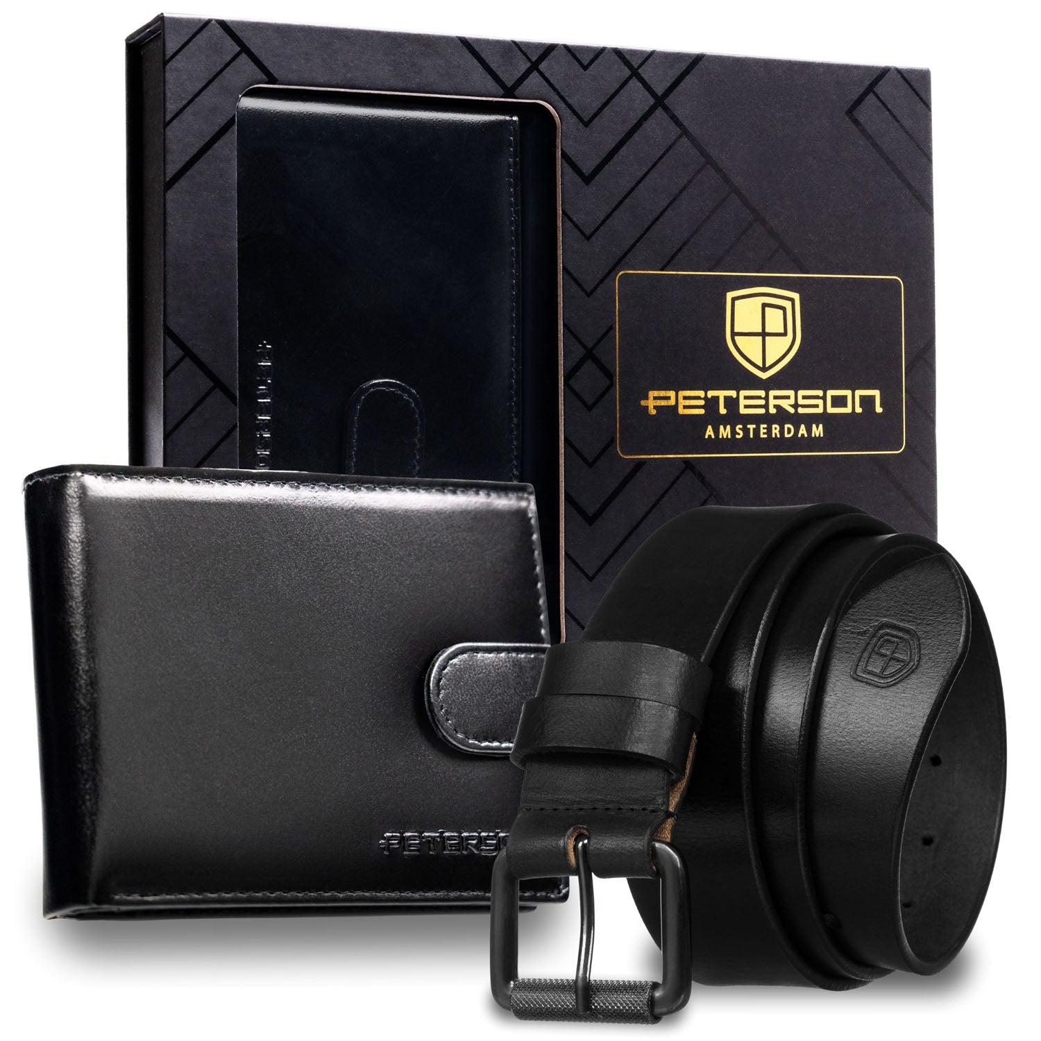 Dovanų rinkinys vyrams: piniginė su diržu Peterson N992L-BF
