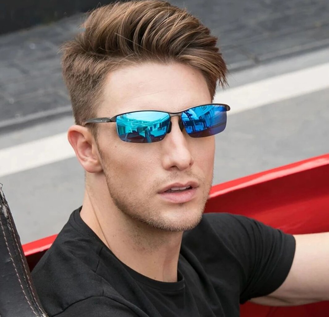 Poliarizuoti sportiniai akiniai nuo saulės vyrams V90 mėlyni