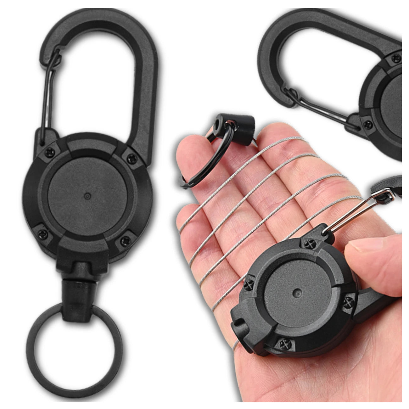 Raktų pakabukas su karabinu, juodas, 68 cm