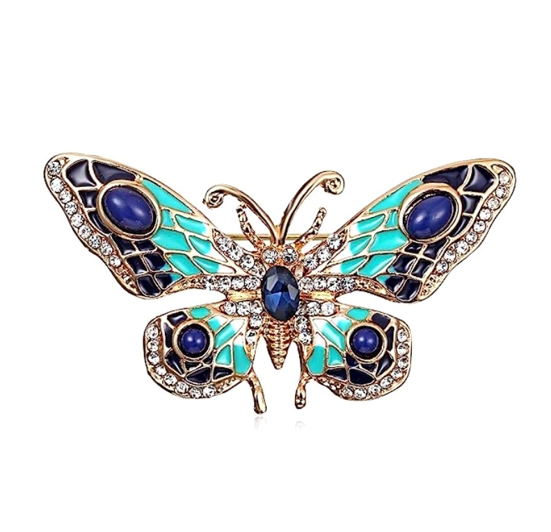 Retro stiliaus  drugelio sagė su cirkoniais