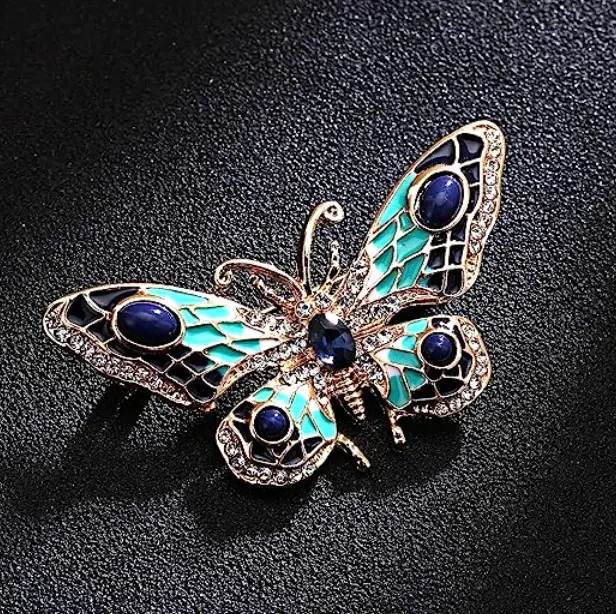 Retro stiliaus  drugelio sagė su cirkoniais