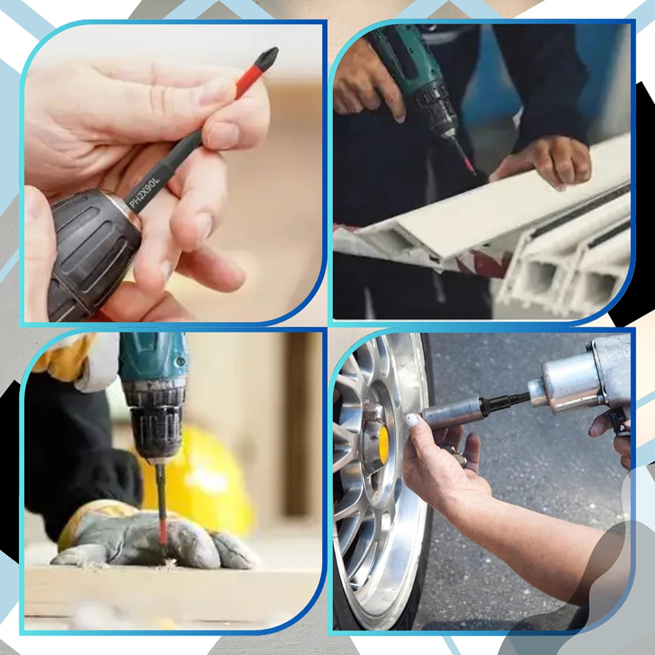 Smūginiai bitai gręžtuvui, 6 vnt., 25-150 mm