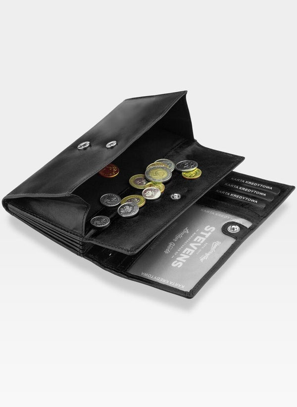 Stevens moteriška odinė piniginė Z2, juoda D3