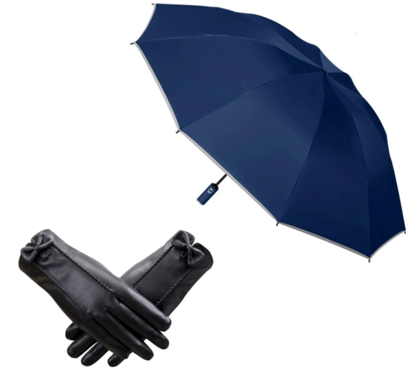 Sulankstomas skėtis su pirštinėmis